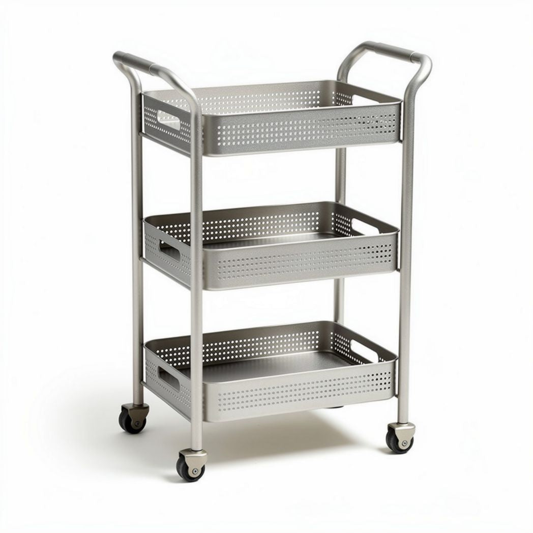 Carrello in acciaio inox con tre ripiani per cucina 60 x 40 x 90cm