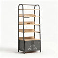 Libreria in metallo e legno con 5 ripiani e armadietto grigio 180 x 80 x 40cm