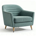 Poltrona in tessuto verde acqua con base in legno dimensioni 80 x 80 x 75cm