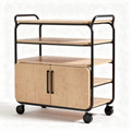 Carrello multiuso in legno di bambù e metallo nero 80 x 40 x 80cm