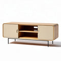 Mobile porta TV in legno con finitura naturale e ante beve 120 x 40 x 40cm