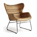 Poltrona in rattan intrecciato con struttura in metallo 70 x 70 x 90cm