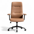 Sedia da ufficio alta in similpelle marrone e base nera 50 x 60 x 120cm
