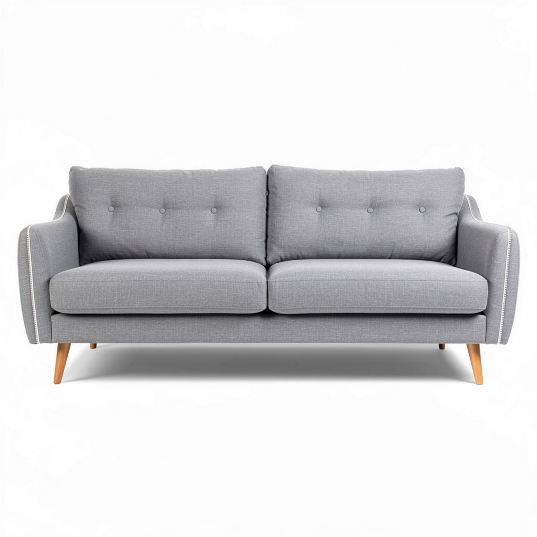 Divano grigio con cuscini sfoderabili in tessuto 180 x 80 x 85cm