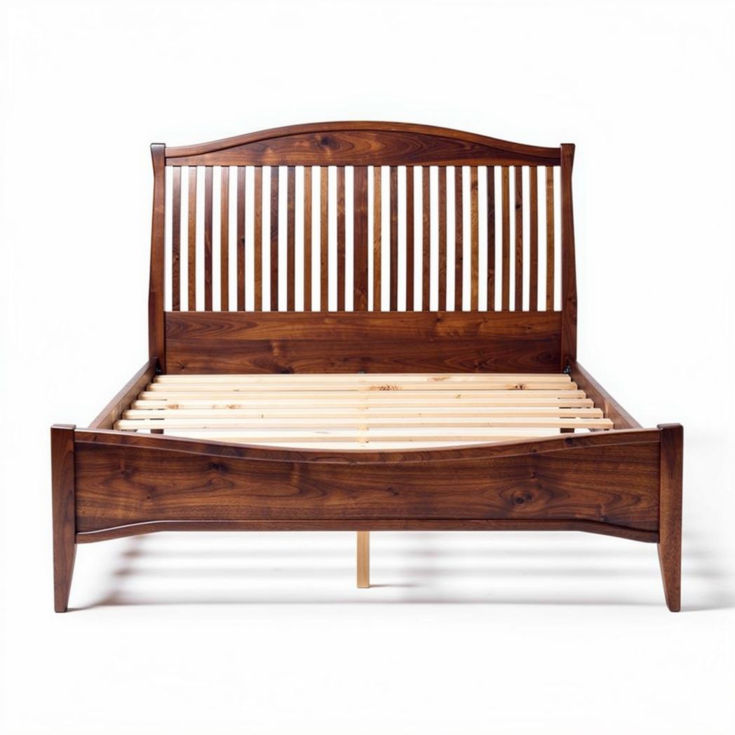 Letto in legno massello noce con doghe in legno 200 x 160 x 100cm