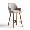 Sgabello da bar con seduta in tessuto grigio e gambe in legno 42 x 42 x 100cm