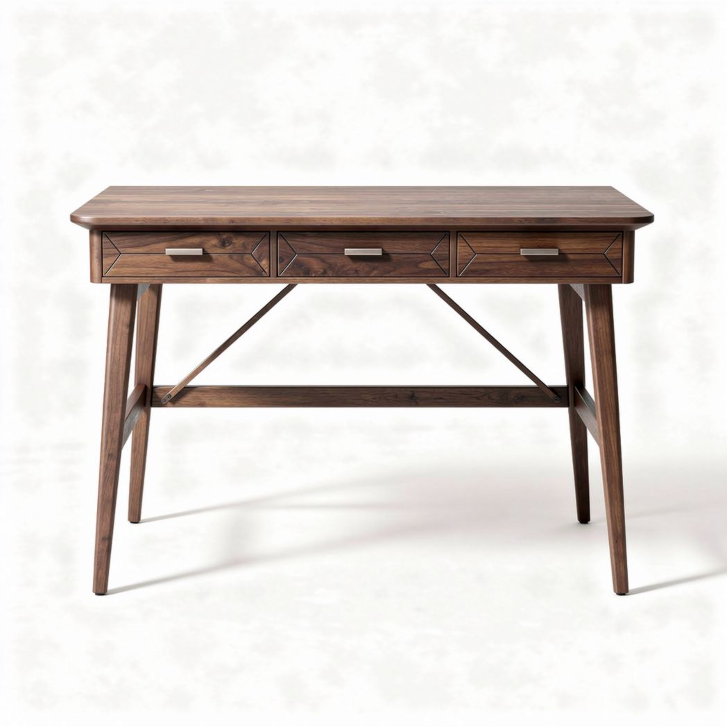 Scrivania in legno scuro con tre cassetti dimensioni 120 x 60 x 75cm